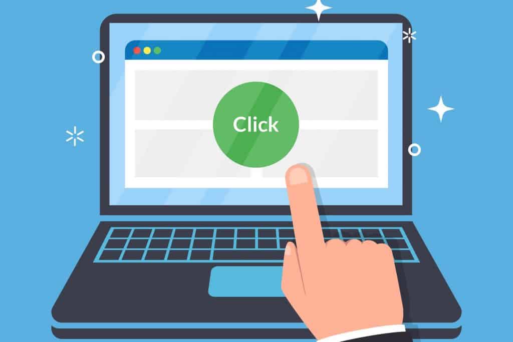 finger pointing to click a button on the computer screen